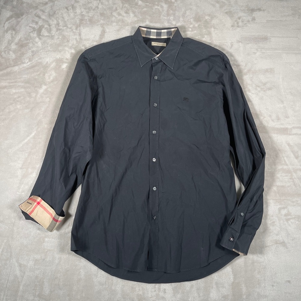 Burberry Brit Men's Shirt Long Sleeve Button Up Preppy Quiet Luxury L Black